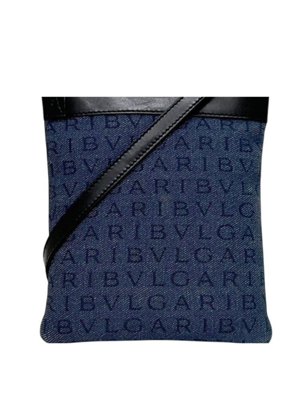 Bvlgari Mini Shoulder Bag Pochette Logomania Denim Leather Blue
